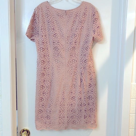 Ann Taylor blush pink lacy cut-out dress, size 12 - Picture 7 of 8